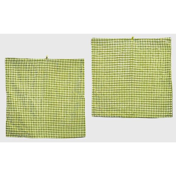 Two 20x20 Throw Pillow Cushion Cover MCM Atomic Green Velvet Textured Geometric - Picture 3 of 9